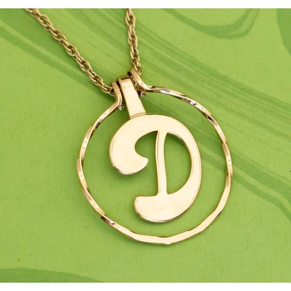 Vintage Victorian Letter D Gold Tone Necklace 24 inch by Avon - W8 - Picture 1 of 3